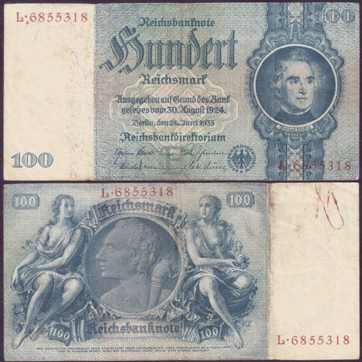 1935 Germany 100 Reichsmark (War issue) L000802